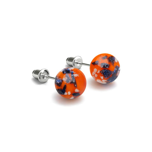 Boucles d'oreilles à tige en verre Firefly | Argent sterling 925 | Braise rougeoyante