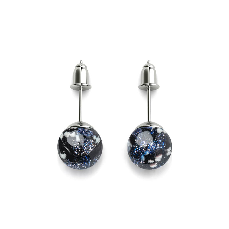 Boucles d'oreilles à tige en verre Firefly | Argent sterling 925 | Noir absolu