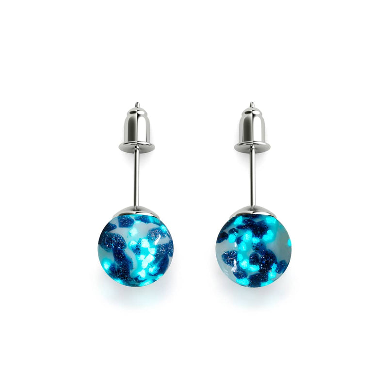 Boucles d'oreilles à tige en verre Firefly | Argent sterling 925 | Vagues étoilées