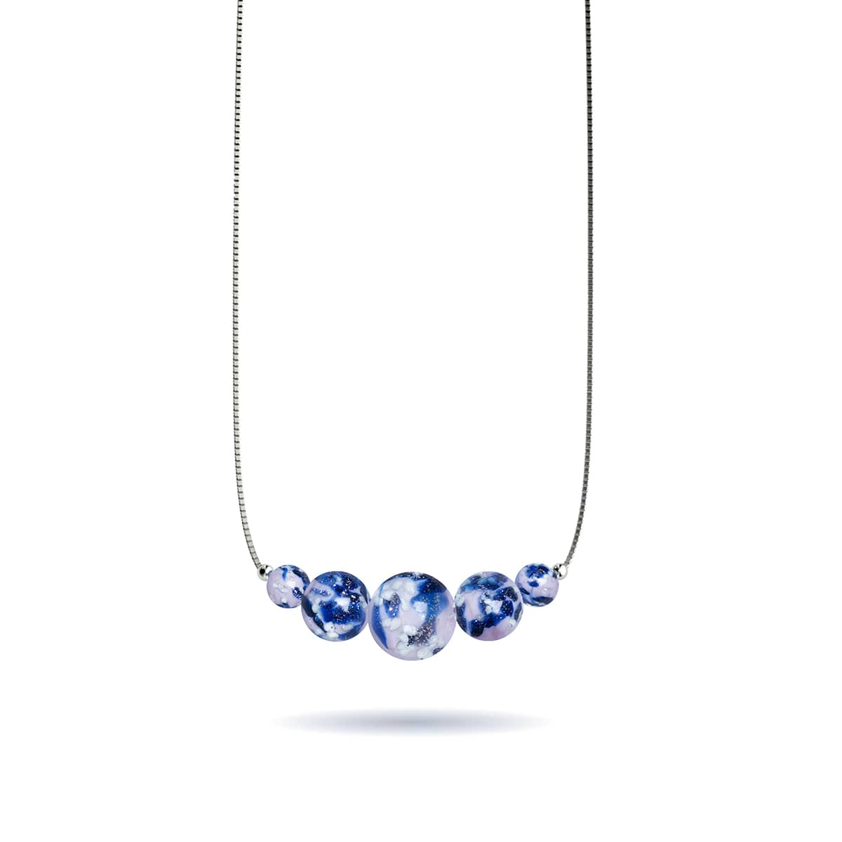Collier avec fermoir infini en verre Firefly | Argent sterling 925 | Iris bleu