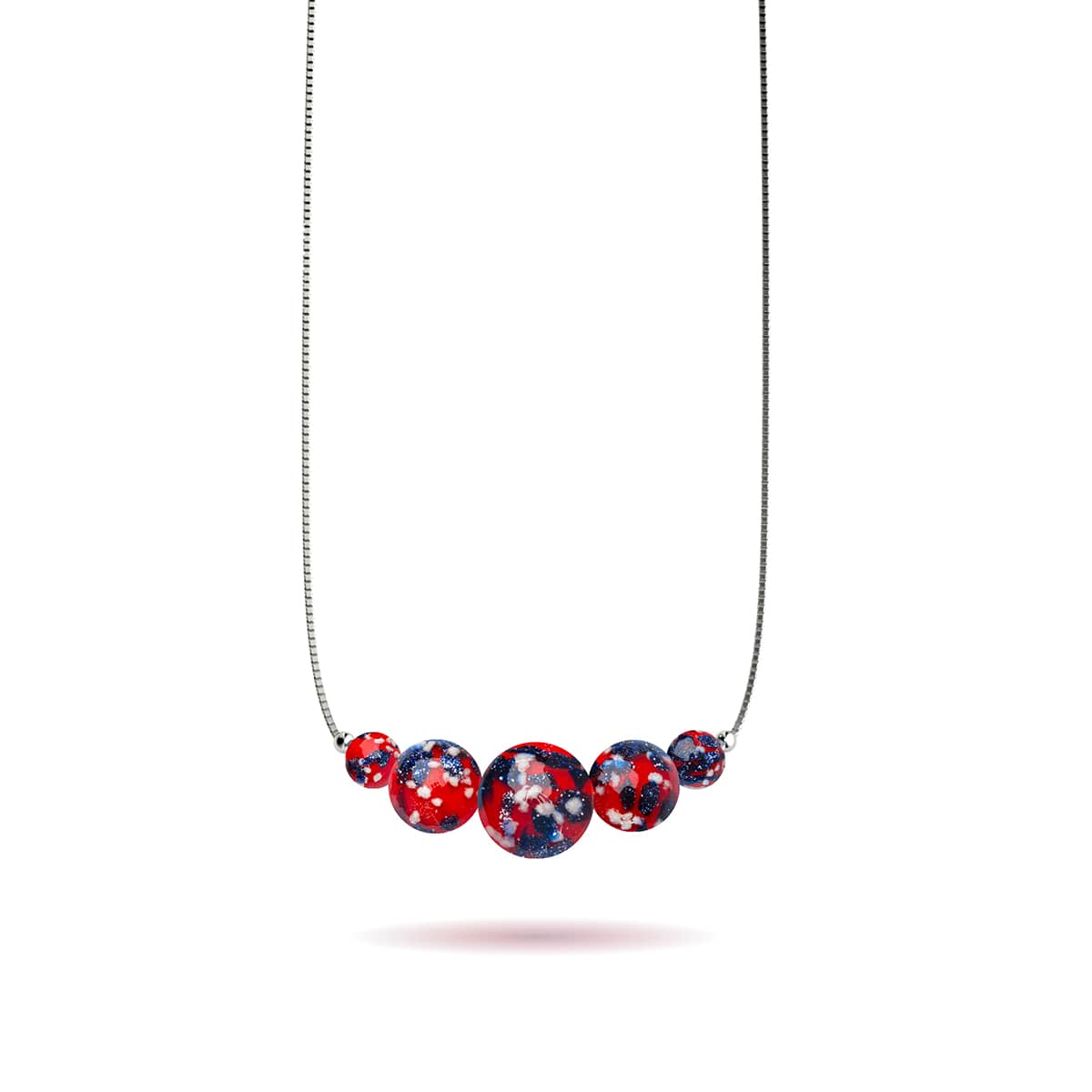 Feu et glace | Argent sterling 925 | Collier avec fermoir infini en verre Firefly