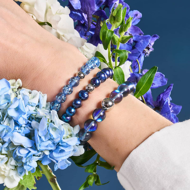 Bracelet en perles d'eau douce bleu nuit | Argent sterling 925