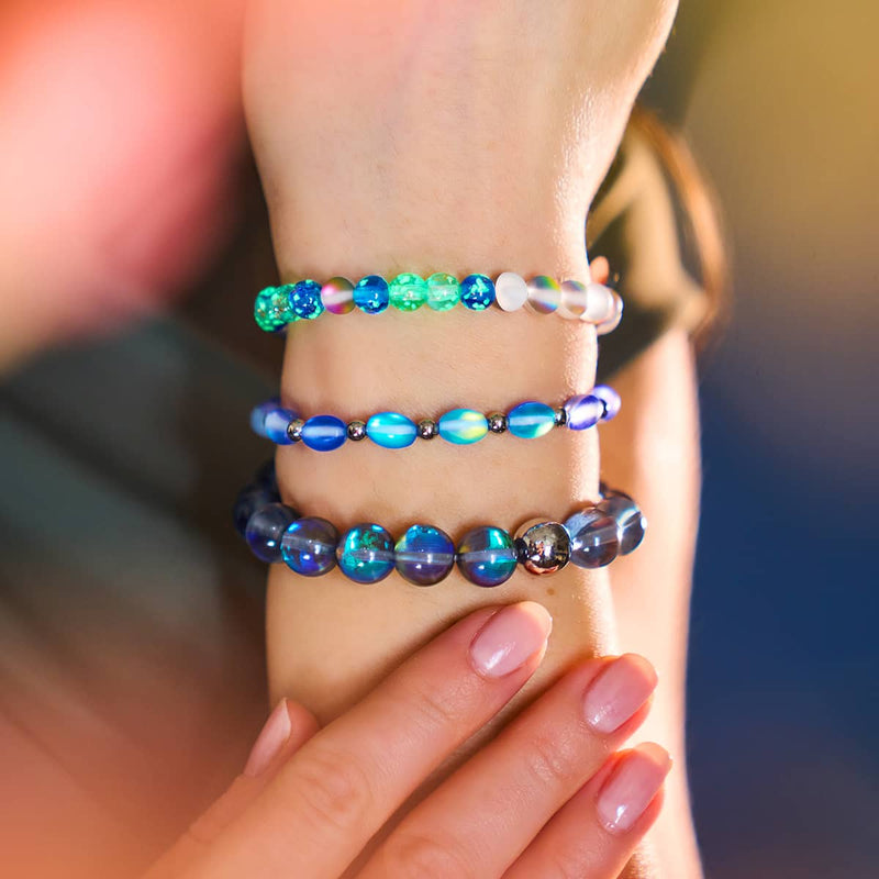 Lunar Tide | .925 Sterling Silver | Galaxy Glass Statement Bracelet