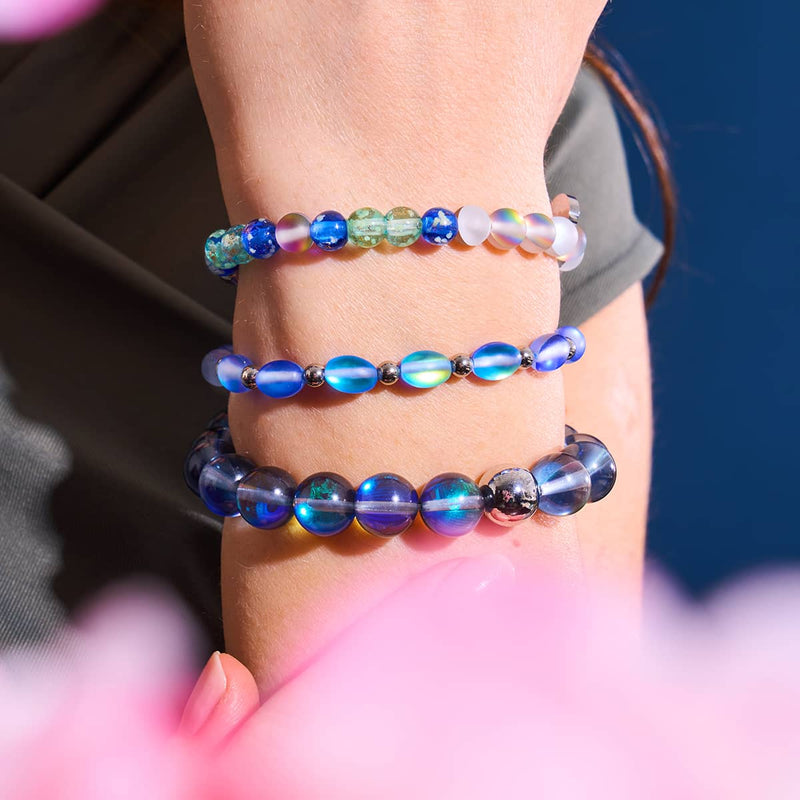 Lunar Tide | .925 Sterling Silver | Galaxy Glass Statement Bracelet