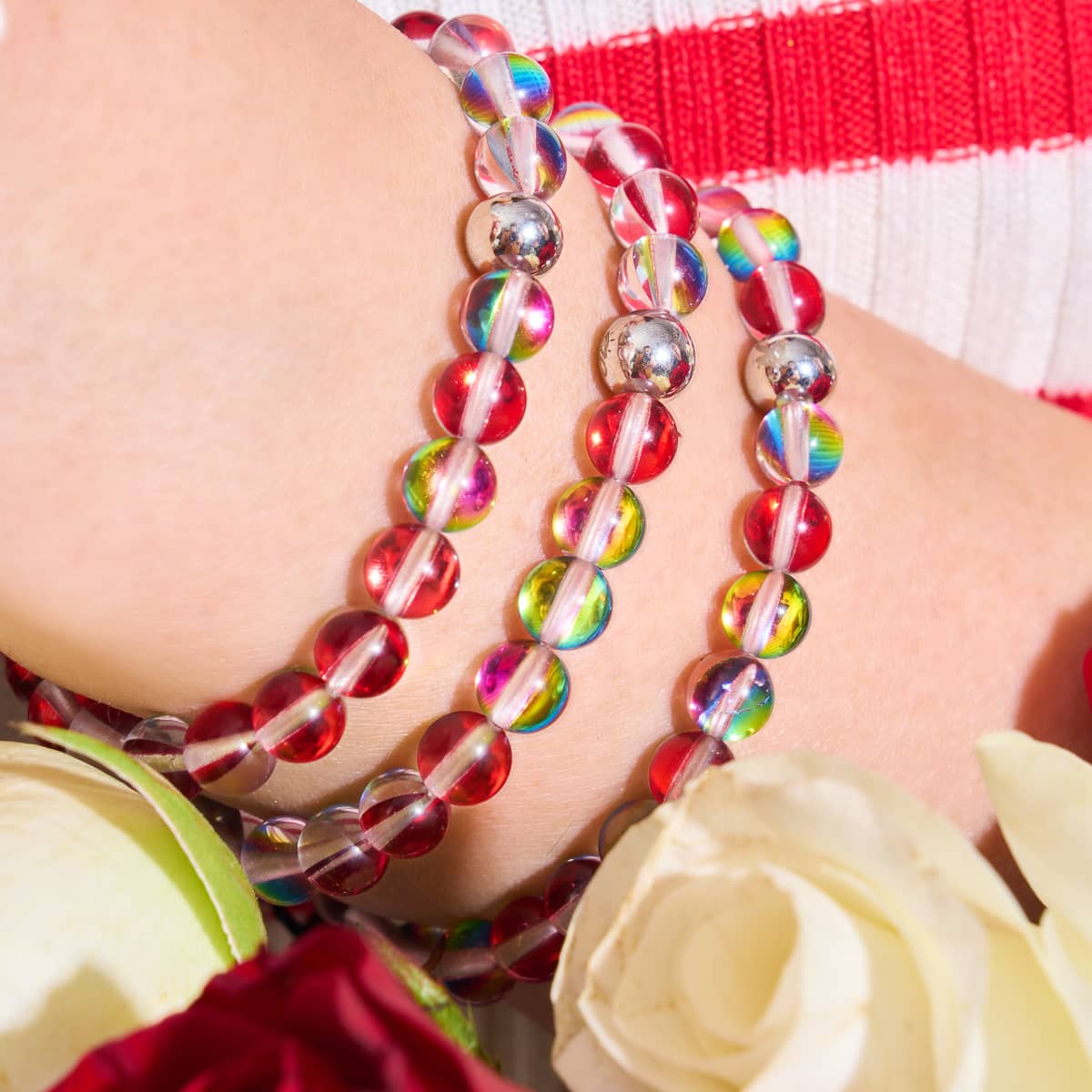 Bracelet en perles de verre Mars Red | Argent | Galaxie