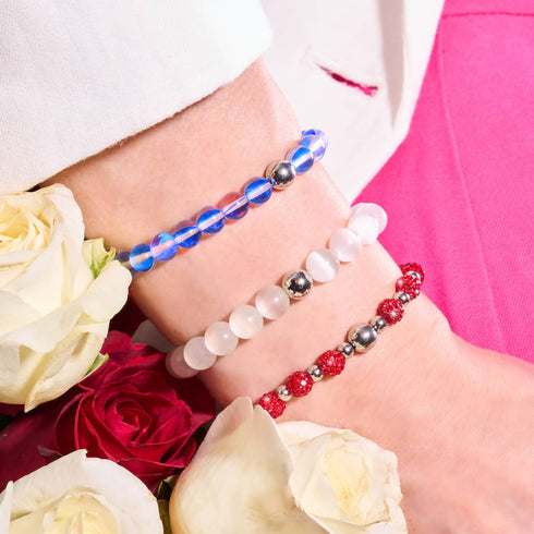 Bracelet en perles de verre Mars Red | Argent | Galaxie