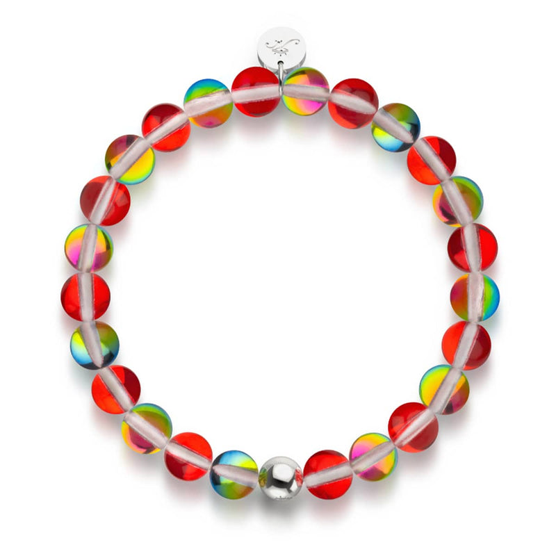 Mars Red | Silver | Galaxy Glass Bead Bracelet