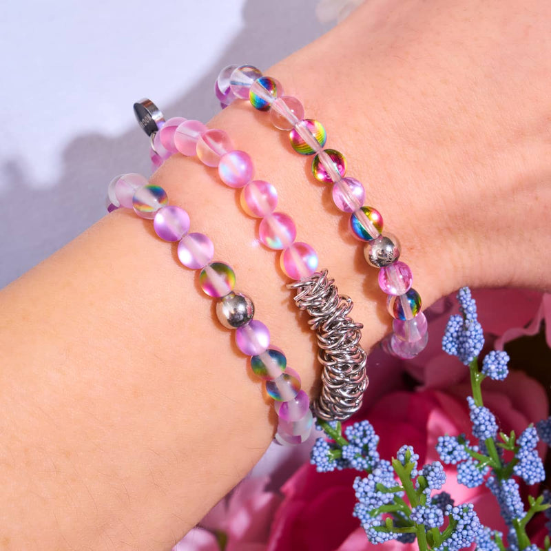 Purple Rain | Silver | Galaxy Glass Bead Bracelet