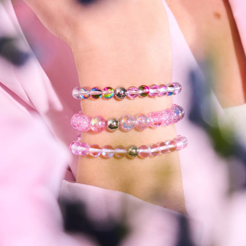 Ultraviolet | Argent | Bracelet de perles en macramé de verre Galaxy