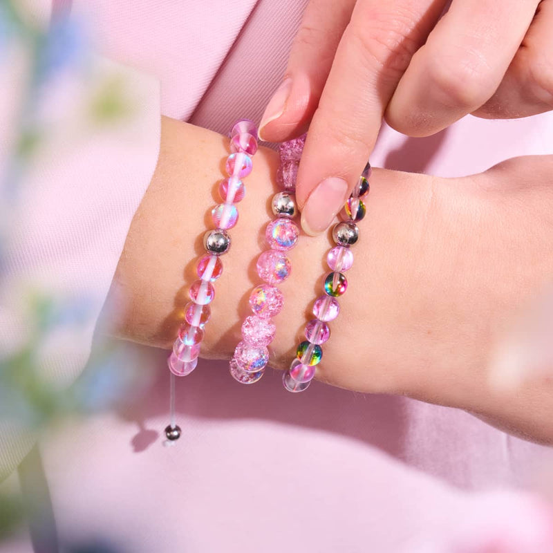 Ultraviolet | Argent | Bracelet de perles en macramé de verre Galaxy