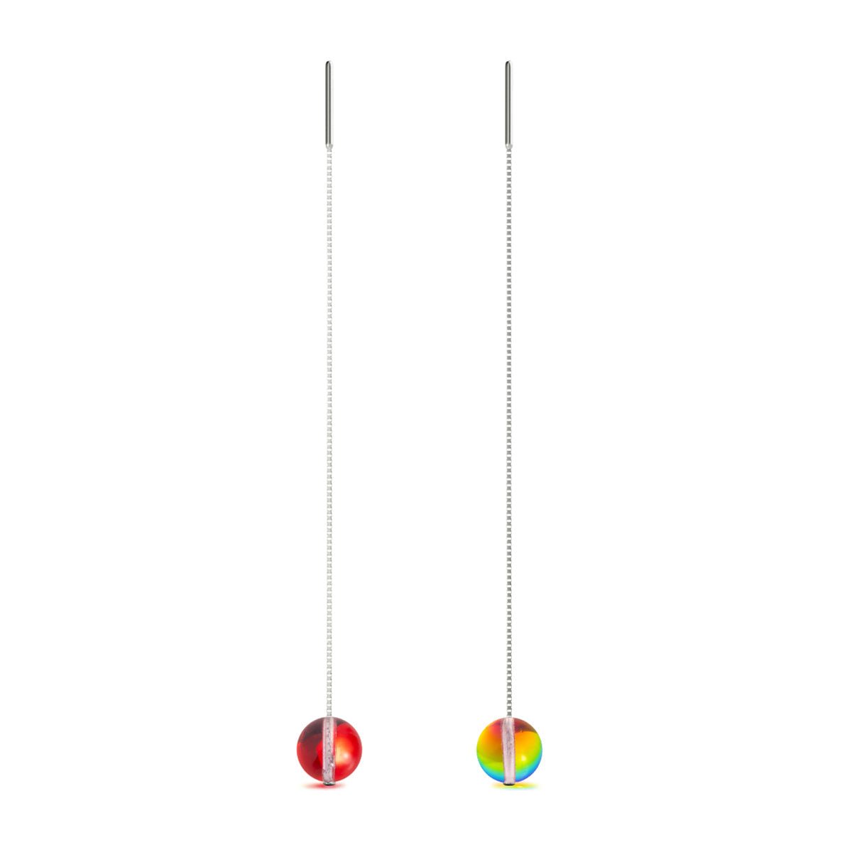 Boucles d'oreilles pendantes en chaîne de verre Galaxy | Argent sterling 925 | Rouge Mars