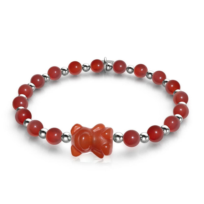 Orange sanguine | Bracelet Gemmy Bear | Cornaline x Argent