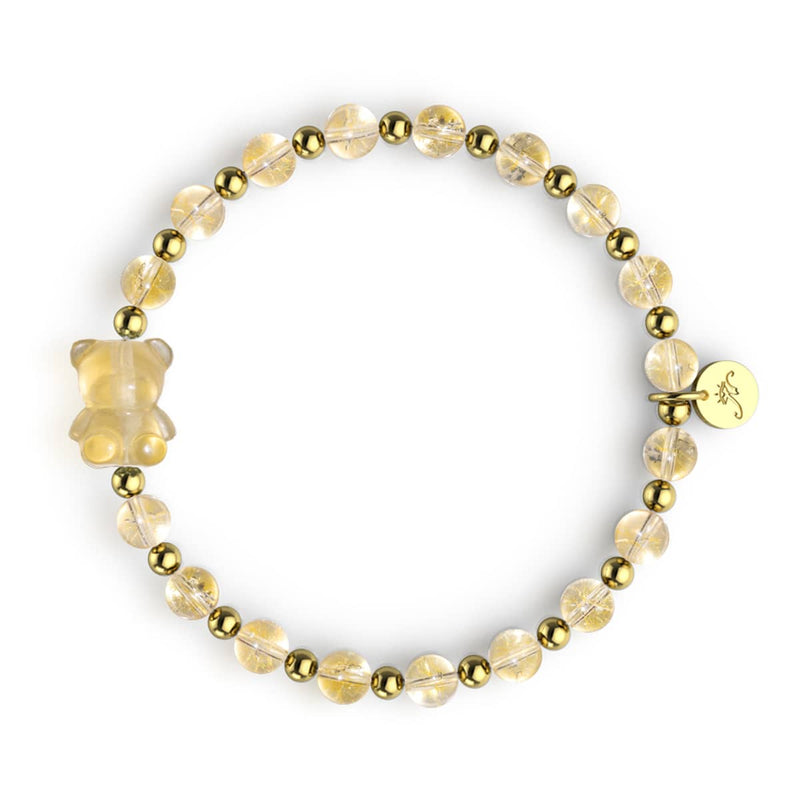 Bracelet Ours en Miel | Bracelet Ours en Gemme | Citrine x Or