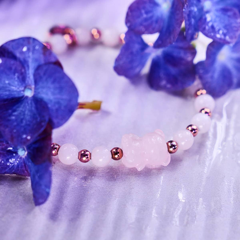 Perséphone | Bracelet Gemmy Bear | Quartz rose x Or rose 18 carats