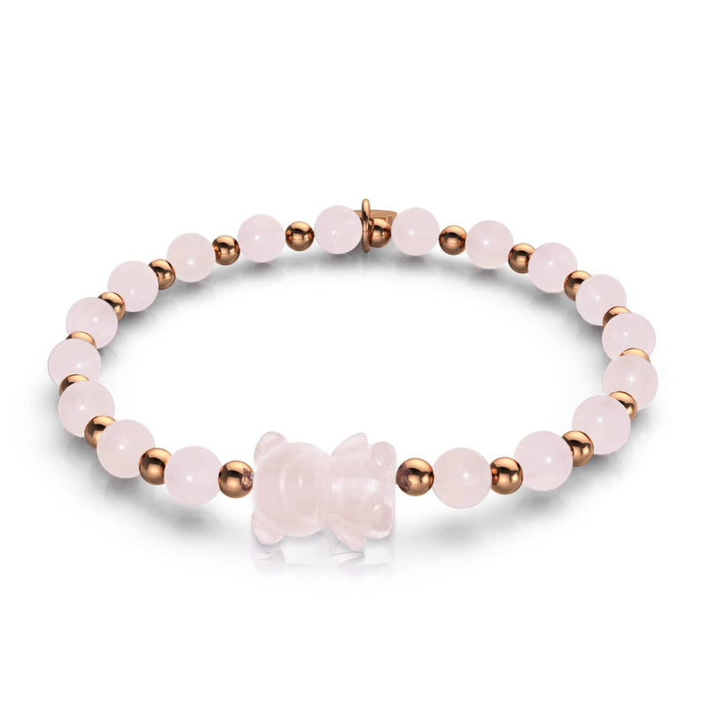 Perséphone | Bracelet Gemmy Bear | Quartz rose x Or rose 18 carats