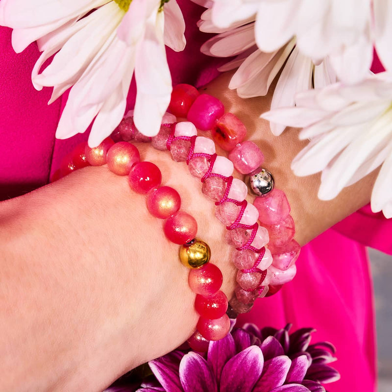 Agate Fuchsia | Argent | Bracelet Galet Pierres Précieuses