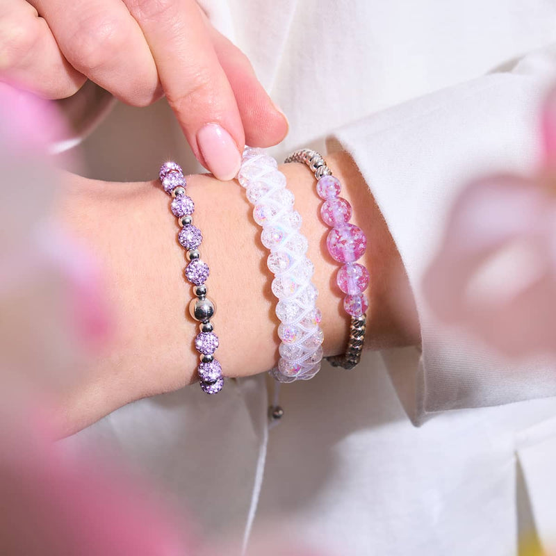 Guimauve Chrome x Blanc | Bracelet Double Verre Pailleté