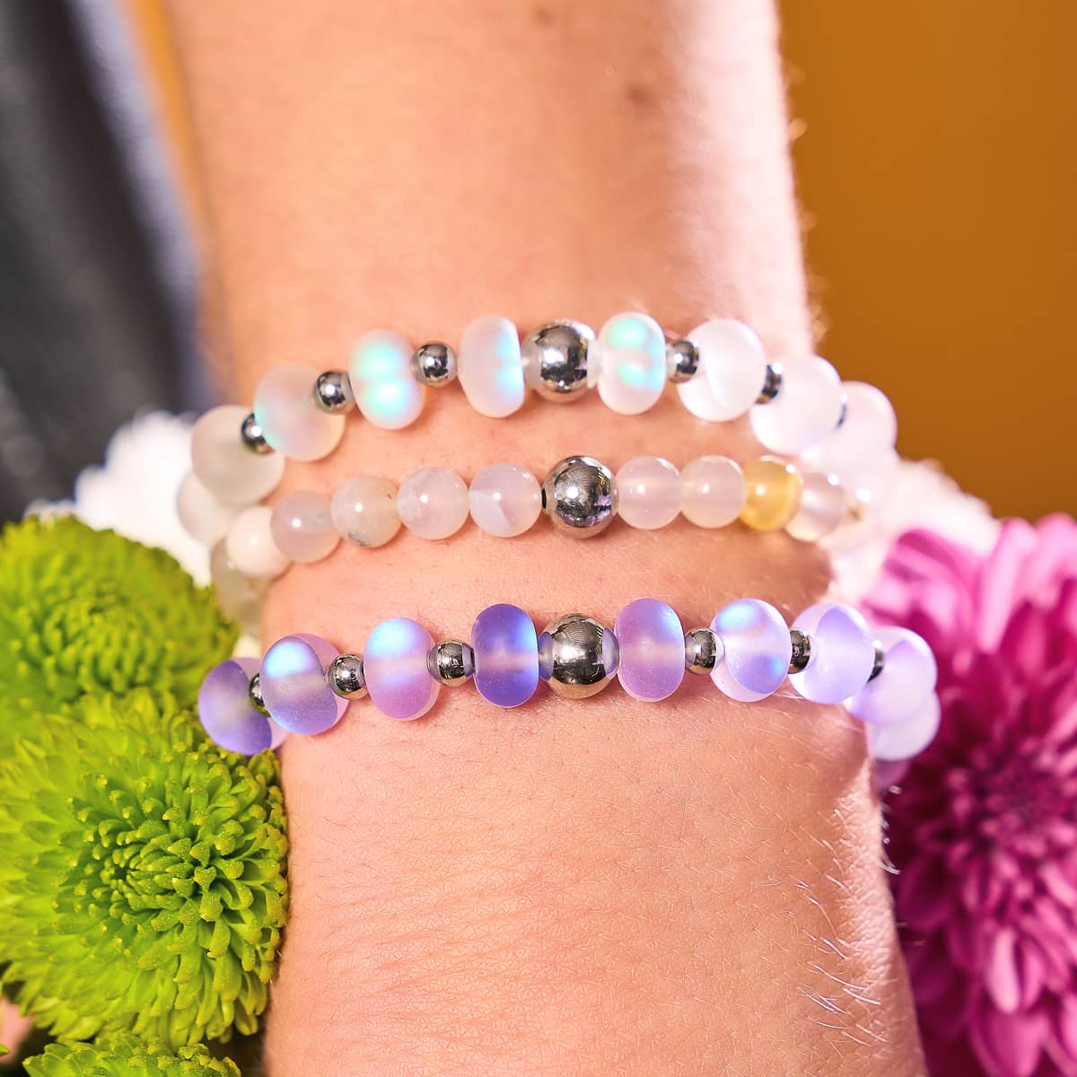 Quartz en fleur de cerisier | Argent | Bracelet de perles de pierres précieuses curatives