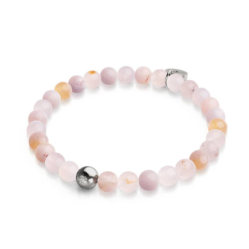 Quartz en fleur de cerisier | Argent | Bracelet de perles de pierres précieuses curatives