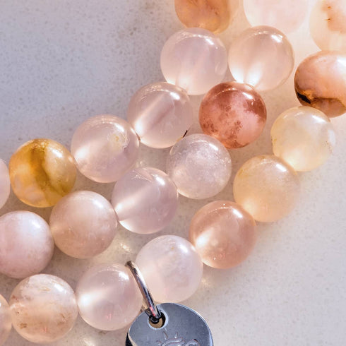 Quartz en fleur de cerisier | Argent | Bracelet de perles de pierres précieuses curatives