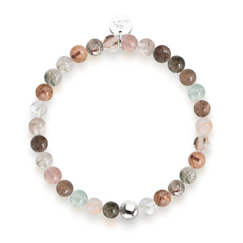 Bracelet en perles de quartz châtaigne | Argent | Pierres précieuses de guérison