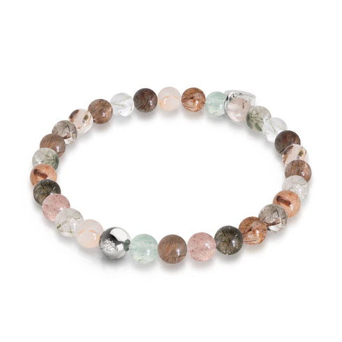 Bracelet en perles de quartz châtaigne | Argent | Pierres précieuses de guérison