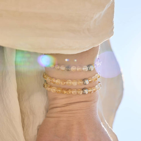 Bracelet en perles de citrine | Argent | Pierres précieuses de guérison
