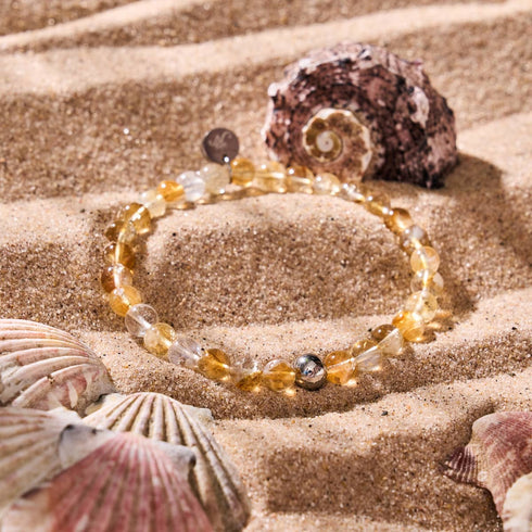 Bracelet en perles de citrine | Argent | Pierres précieuses de guérison