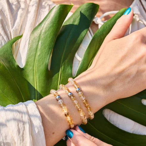 Bracelet en perles de citrine | Argent | Pierres précieuses de guérison