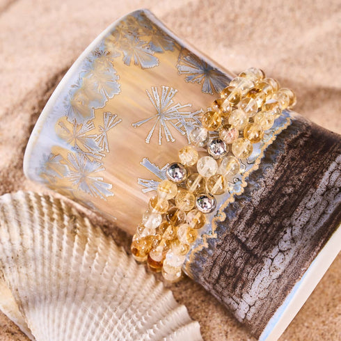 Bracelet en perles de citrine | Argent | Pierres précieuses de guérison