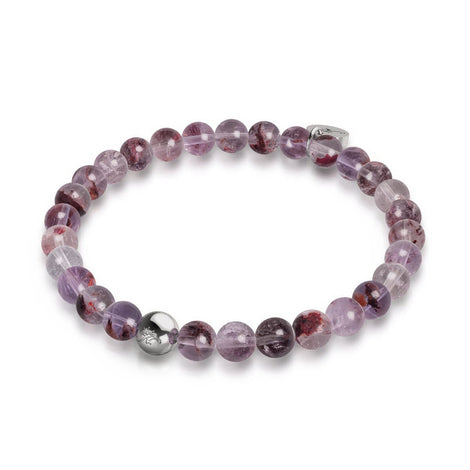 Quartz fantôme violet | Argent | Bracelet de perles de pierres précieuses curatives
