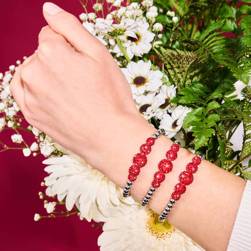 Bracelet Kikiballa à paillettes cerises | Cascade de cristaux