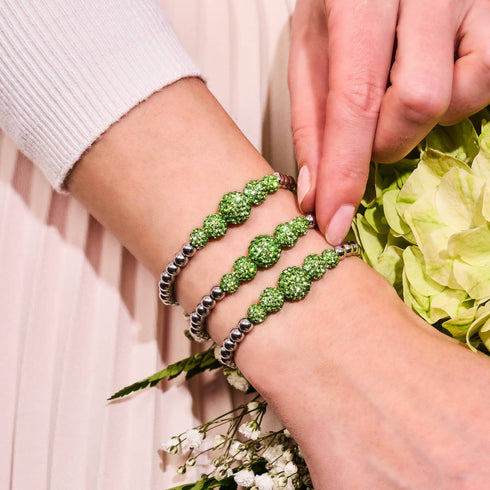 Bracelet Kikiballa en cascade de cristal | Palmier vert