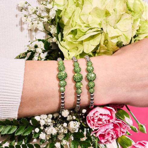 Bracelet Kikiballa en cascade de cristal | Palmier vert