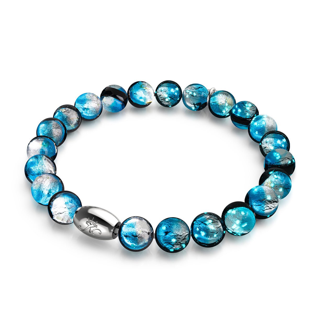 Eclipse bleue | Argent sterling 925 | Bracelet en verre lunaire