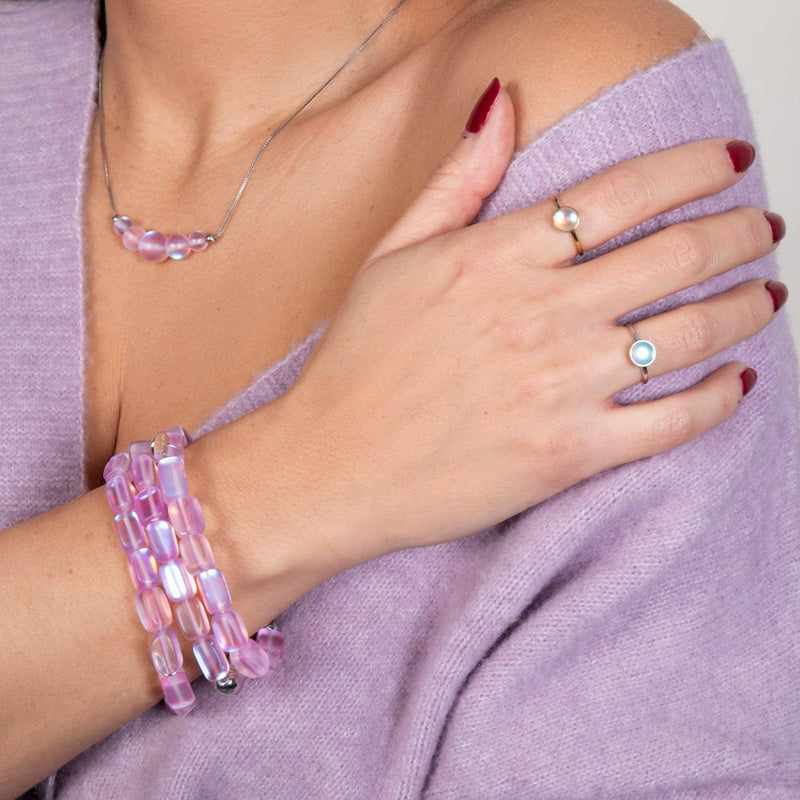 lavande | Argent sterling .925 | Bracelet de cheville fermoir infini en verre sirène