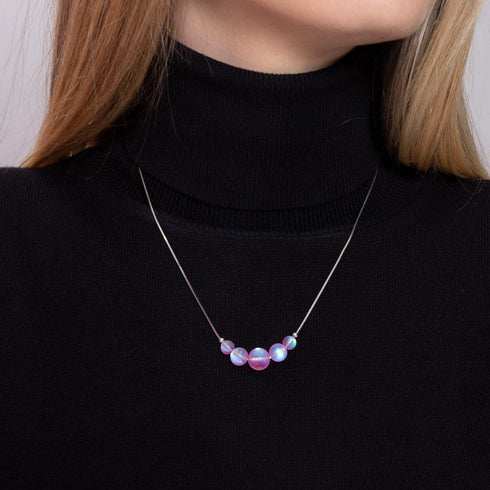 Pink | .925 Sterling Silver | Mermaid Glass Infinity Clasp Anklet