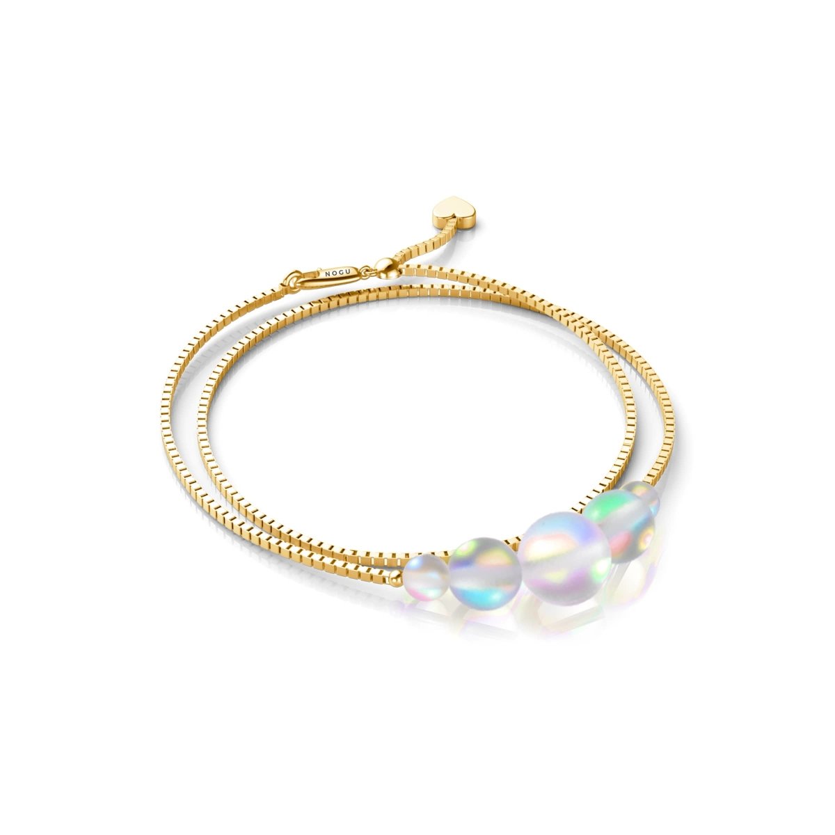 Arc-en-ciel Blanc | Or Vermeil | Bracelet de cheville fermoir infini en verre sirène