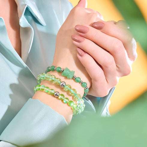 Émeraude | Argent | Bracelet de perles de macramé en verre de sirène