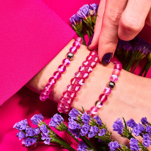Bracelet en perles de verre Magenta Magic | Argent | Sirène