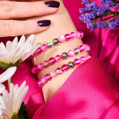 Bracelet en perles de verre Magenta Magic | Argent | Sirène