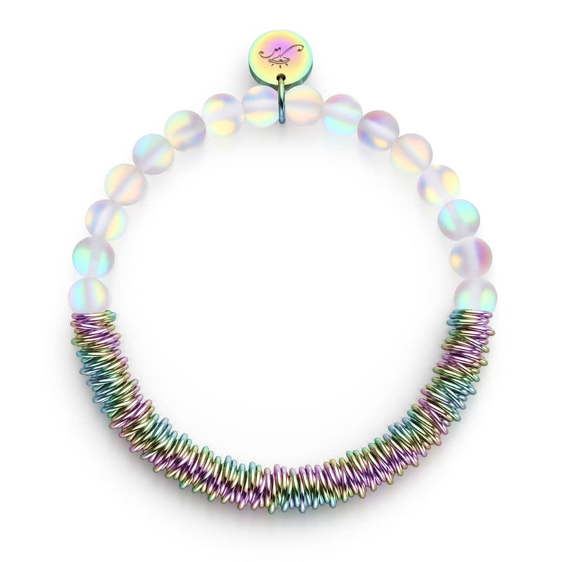 Bracelet Arc-en-ciel blanc | Licorne argentée | Verre sirène x Links of Love