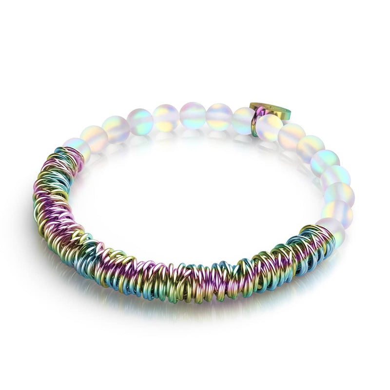 Bracelet Arc-en-ciel blanc | Licorne argentée | Verre sirène x Links of Love