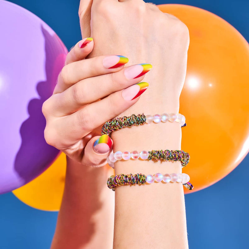 Bracelet Arc-en-ciel blanc | Licorne argentée | Verre sirène x Links of Love