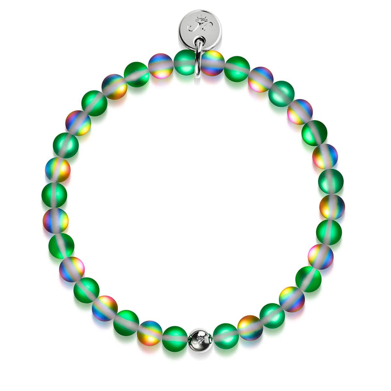 Bracelet en perles de verre Licorne Vert | Argent | Sirène