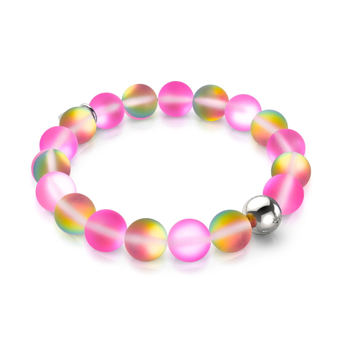 Bracelet de déclaration en verre licorne rose | argent | sirène