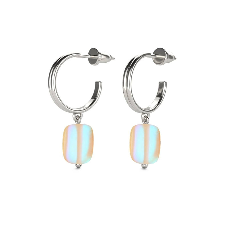 Pêche | Argent sterling 925 | Boucles d'oreilles créoles en forme de galets de verre de sirène