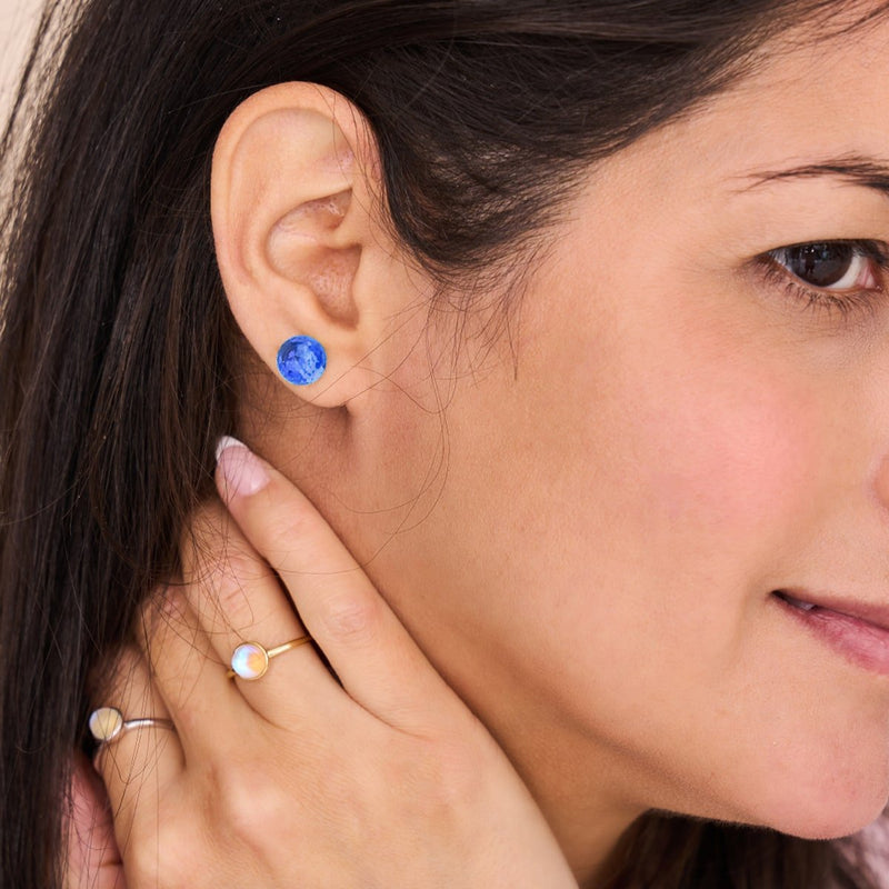 Saphir | Argent sterling .925 | Boucles d'oreilles tige Prisma