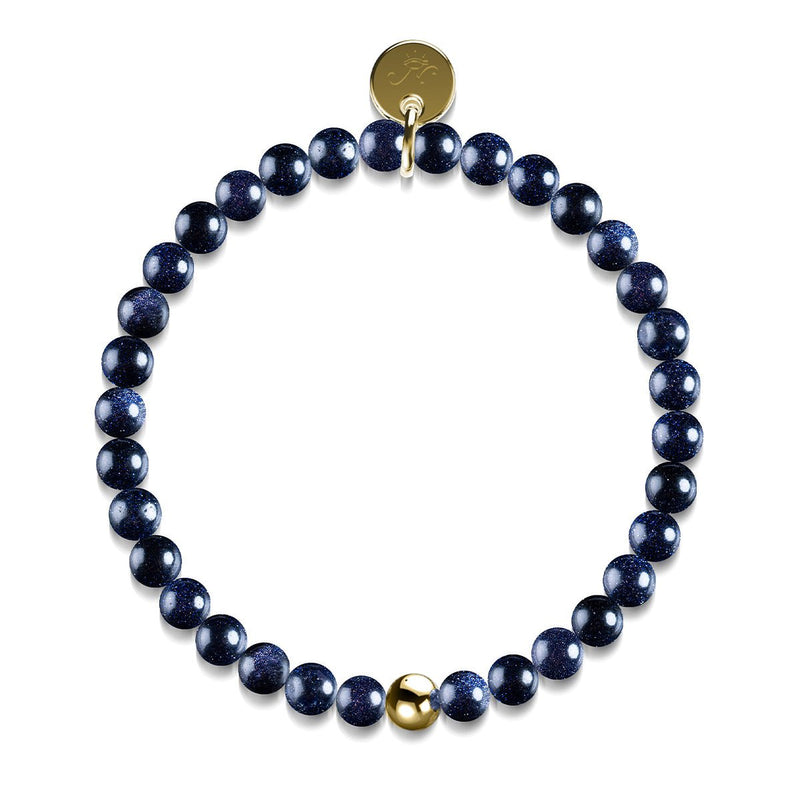 Pierre de sable bleu | Or Vermeil .925 | Bracelet de perles de pierres précieuses de guérison