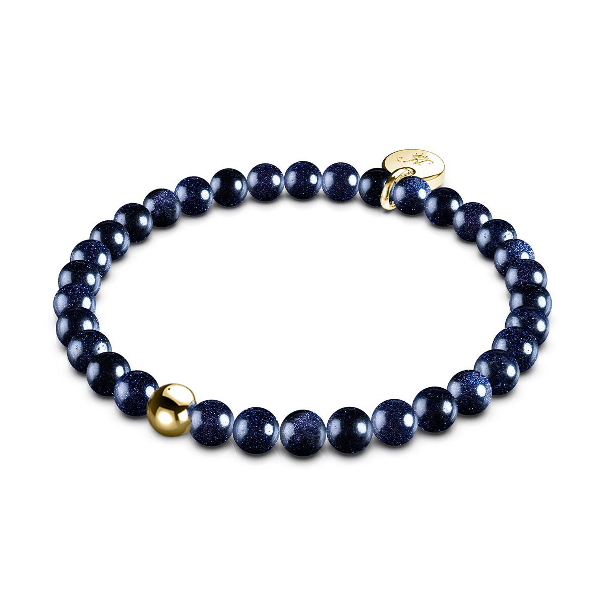 Pierre de sable bleu | Or Vermeil .925 | Bracelet de perles de pierres précieuses de guérison